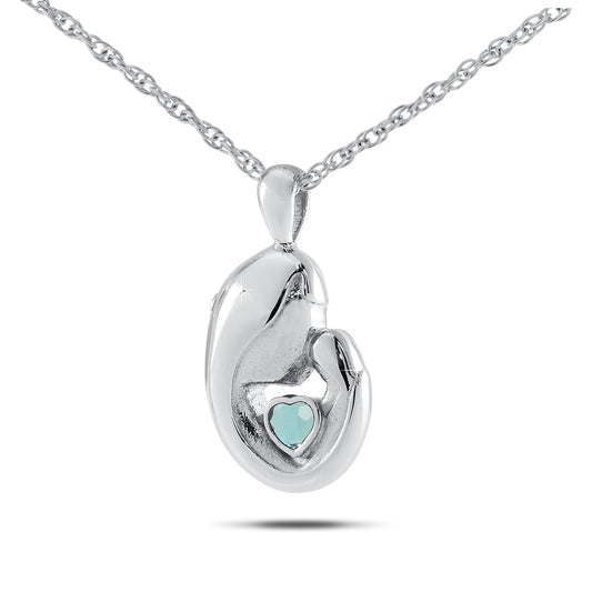 March w/ Aquamarine Stainless Steel Keepsake